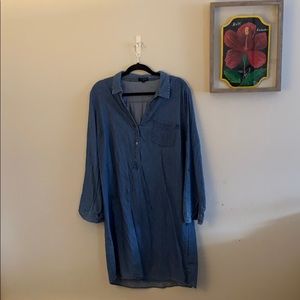 Button down denim shirt dress